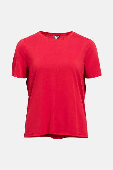 T-shirt rouge à manches courtes d'OBJECT. Couleur simple et unie, avec un col rond classique.