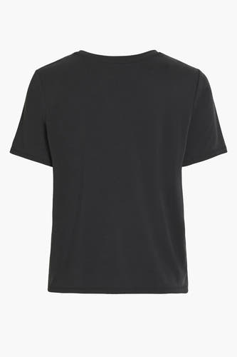 T-shirt noir d'OBJECT, uni et à manches courtes, vu de derrière.