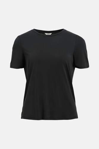 T-shirt noir d'OBJECT, avec des manches courtes et une encolure ronde, sur un fond blanc.