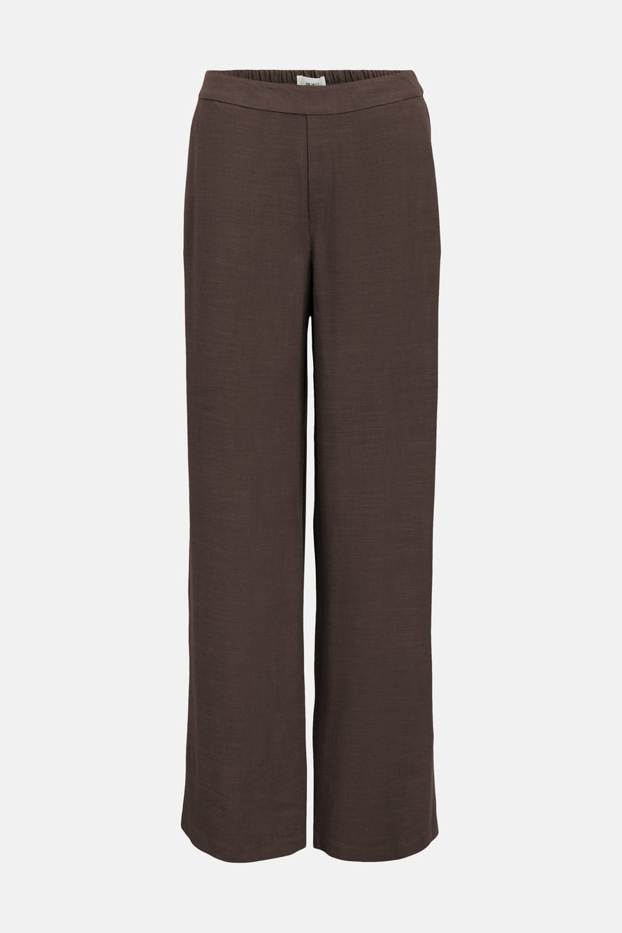 Pantalon marron d'OBJECT, avec une jambe large et une taille élastique.