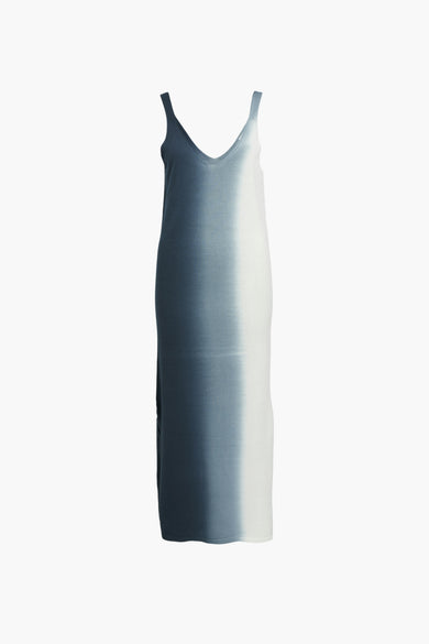 Mouloze blauwe kleedje de OBJECT, avec une transition de couleur délavée.