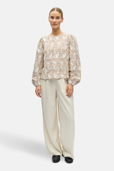 Blouse à manches longues - beige