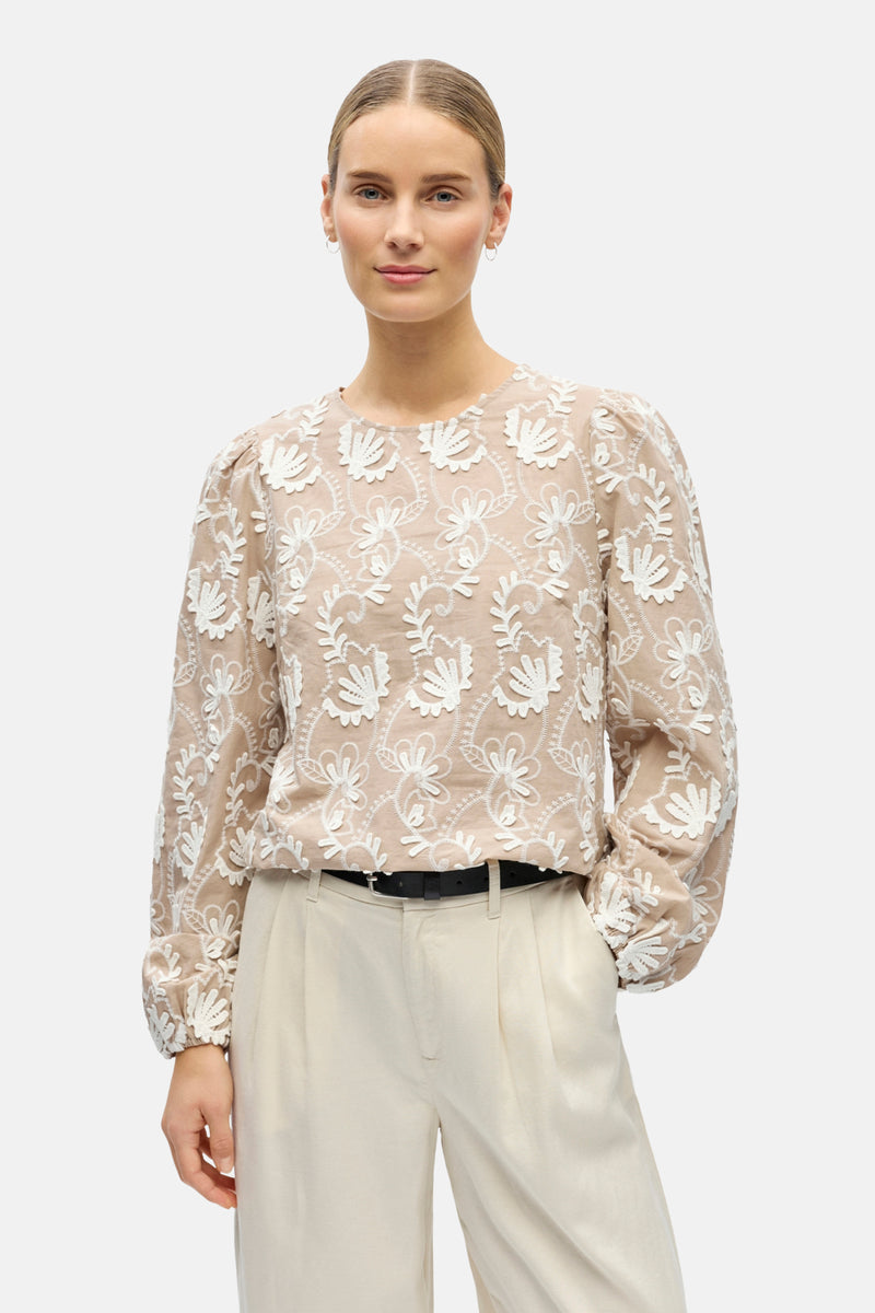 Blouse à manches longues - beige