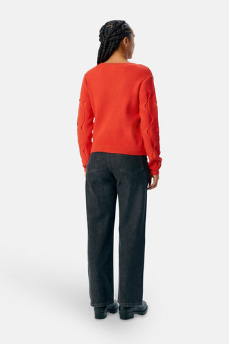 Pull à col en V - rouge - OBJECT