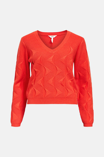 Pull à col en V - rouge - OBJECT
