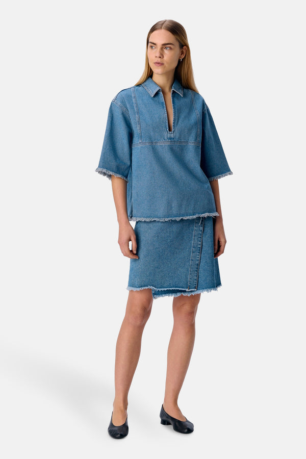 Jupe courte Light blue denim - OBJECT