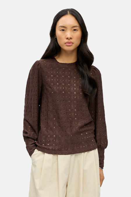 Blouse à manches longues - brun