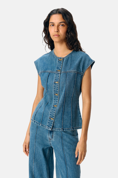 OBJDIVONA DENIM S/L WAISTCOAT 140