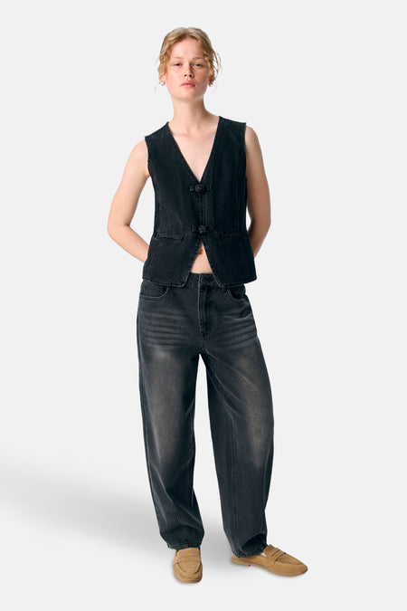 OBJZARAFINE S/L RE DENIM WAISTCOAT 141