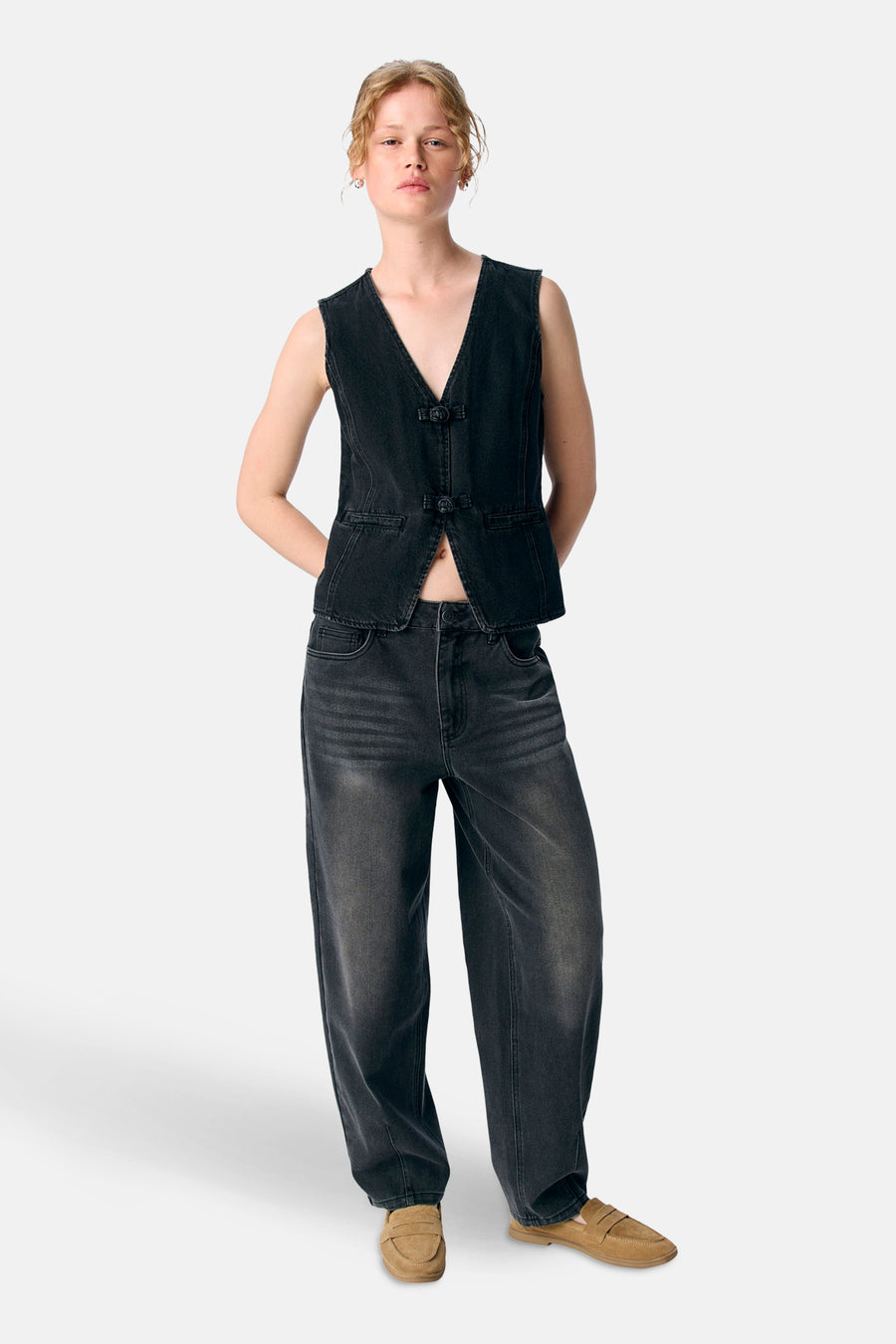 Gilet - black denim - OBJECT