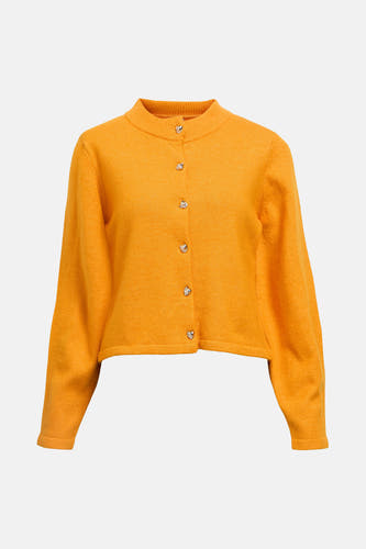 Gilet orange d'OBJECT, avec des manches longues et des boutons décoratifs argentés.