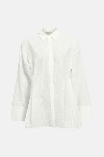 Chemise blanche à manches longues d'OBJECT, avec une structure subtile et un col boutonné.