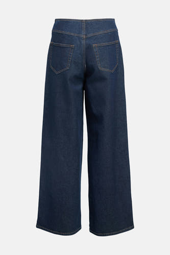 Jean wide bleu foncé d'OBJECT, avec des poches arrière et une texture denim classique.