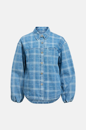 Chemise en jean bleue à motif à carreaux et manches longues de OBJECT.