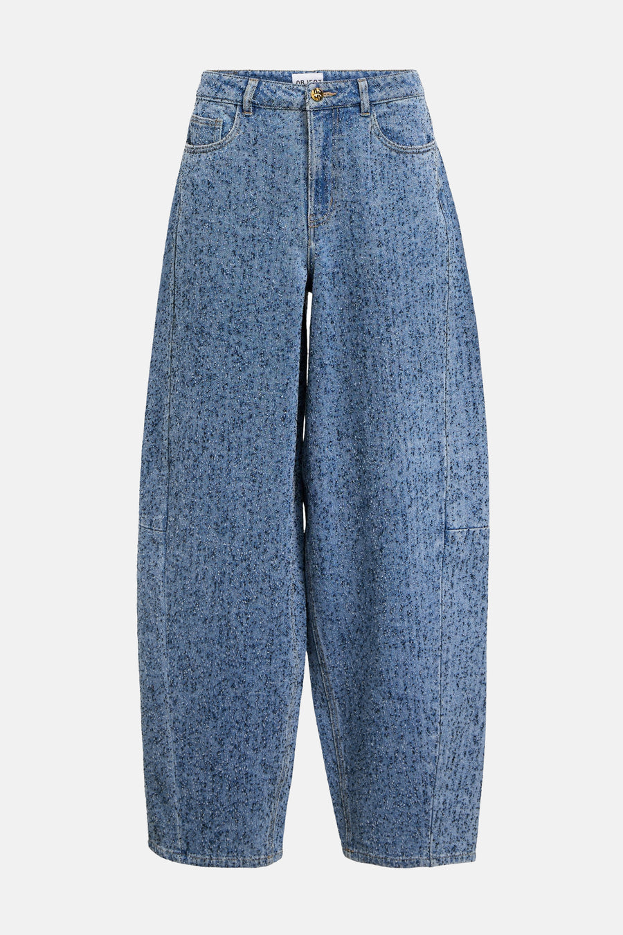 Middenblauwe denim jeans special fit van OBJECT, met unieke textuur en wijde pijpen.
