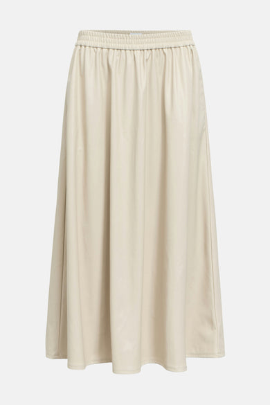 Jupe longue beige de OBJECT, avec une taille élastique et des plis subtils.