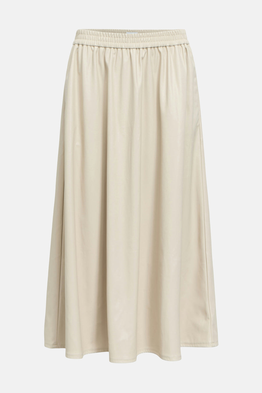 Jupe longue beige de OBJECT, avec une taille élastique et des plis subtils.