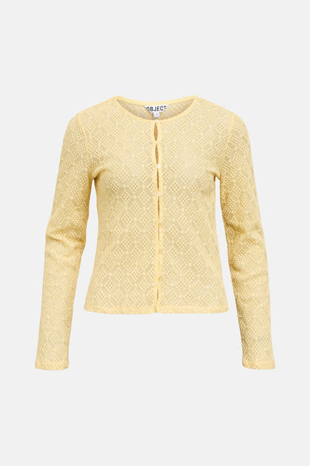 Gilet jaune de OBJECT, à manches longues et à motif losange ajouré.