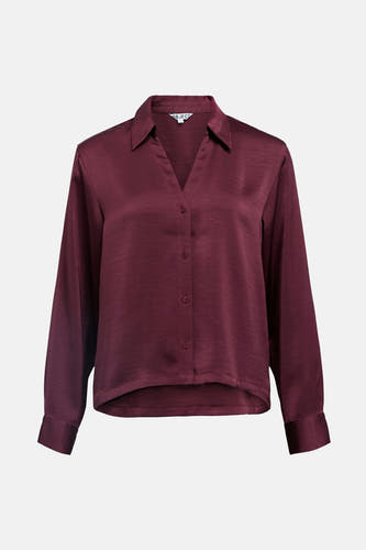 Chemise bleue à longues manches d'OBJECT, avec fermeture à boutons et texture brillante.