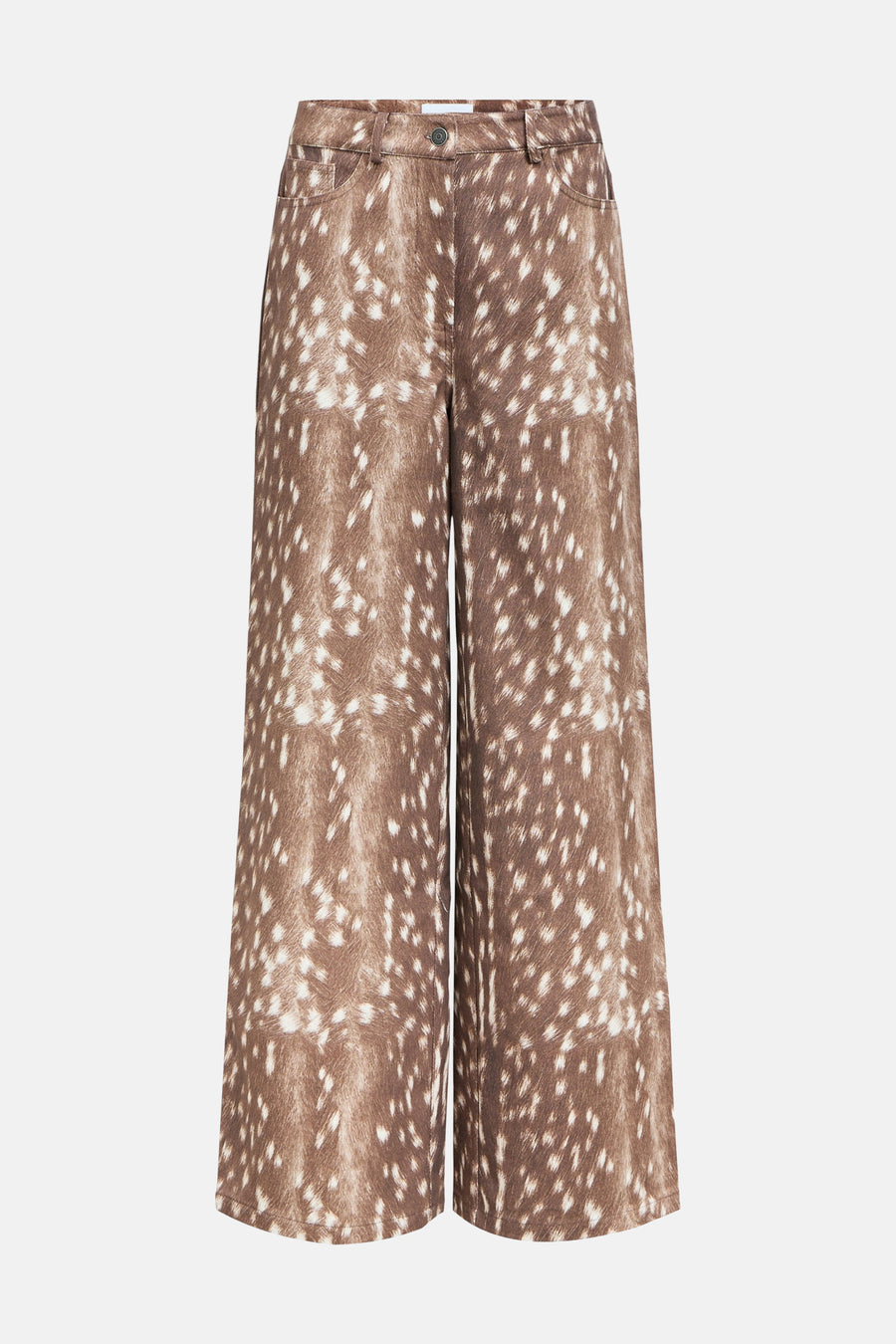 Bruine broek met witte vlekken.
