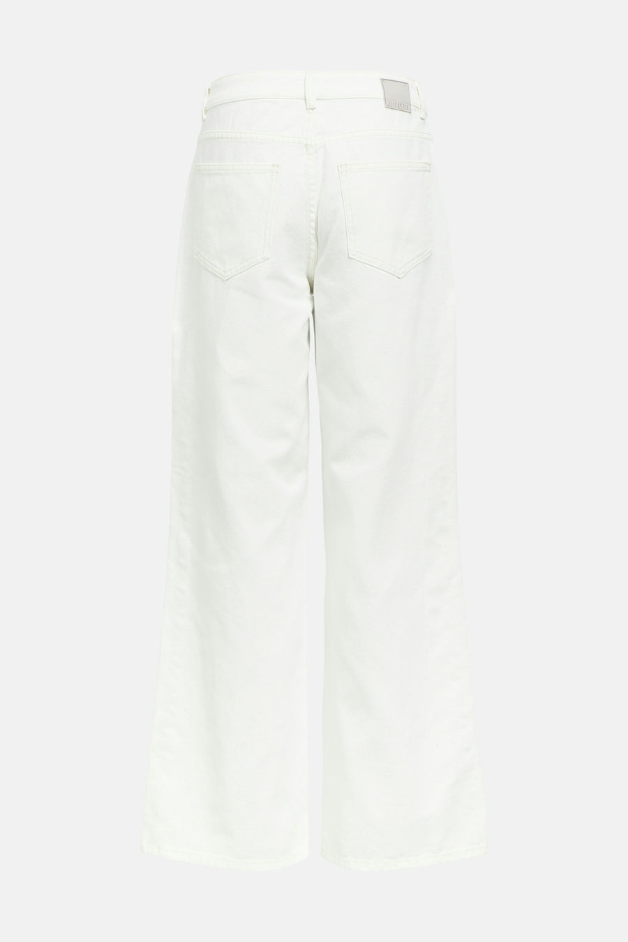 Jean de couleur blanche d'OBJECT, vue arrière avec jambes larges et deux poches arrière.