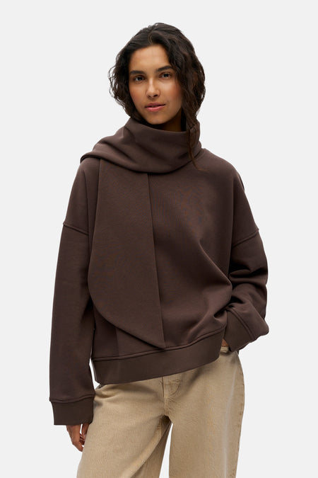 Sweat col O - brun