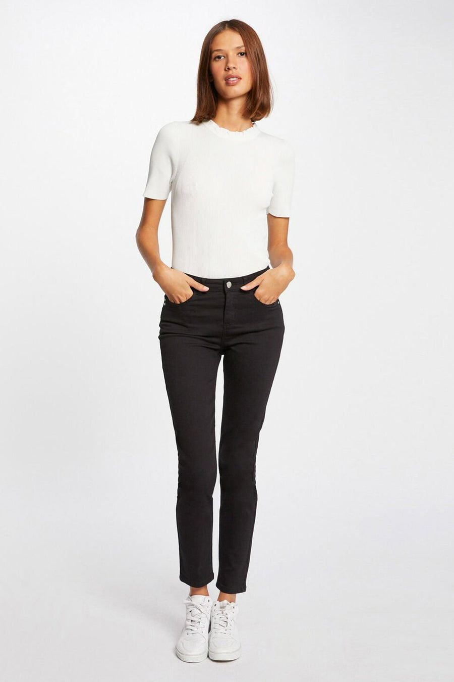 Pantalon color&eacute; - noir