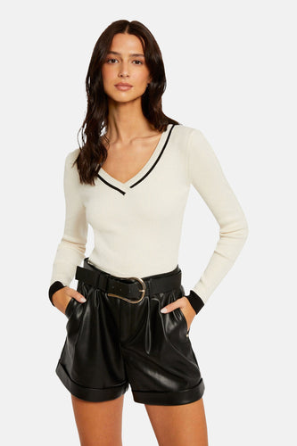 Pull à col en V - Écru