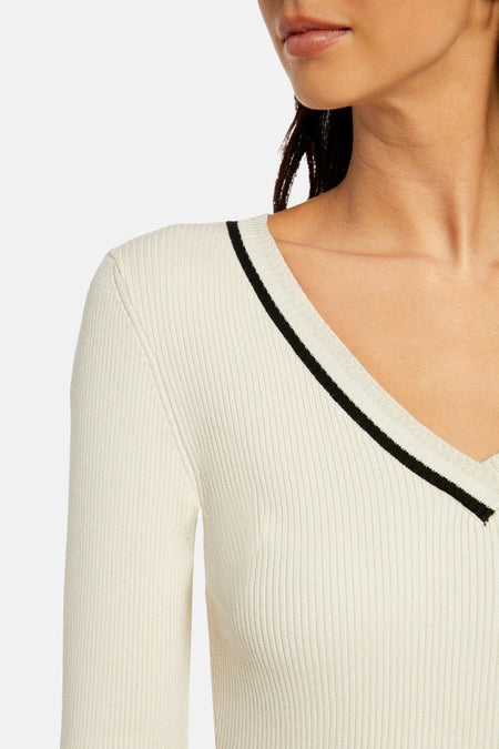Pull à col en V - Écru