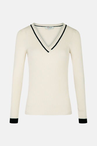 Pull à col en V - Écru - Morgan De Toi