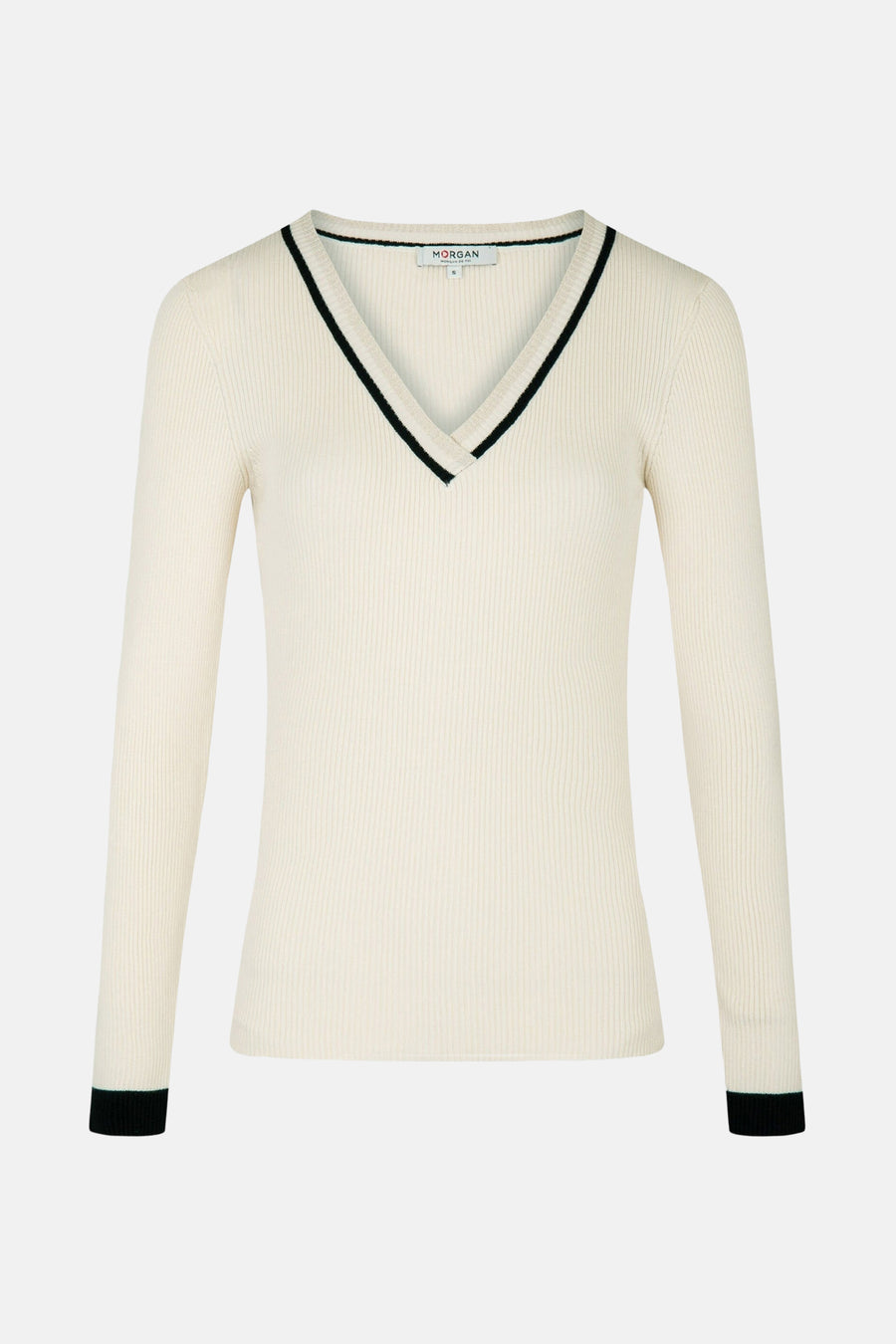 Pull à col en V - Écru - Morgan De Toi