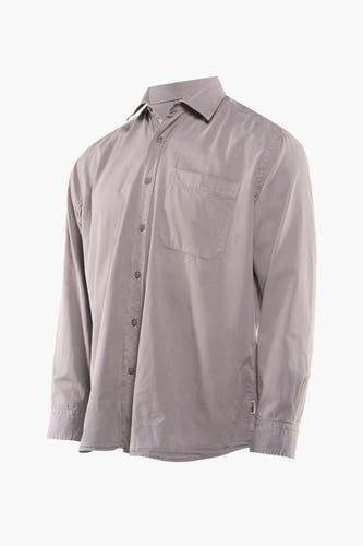 Chemise grise à manches longues de WOODBIRD, avec une poche poitr et et un boutonnière.