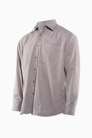 Chemise grise à manches longues de WOODBIRD, avec une poche poitr et et un boutonnière.