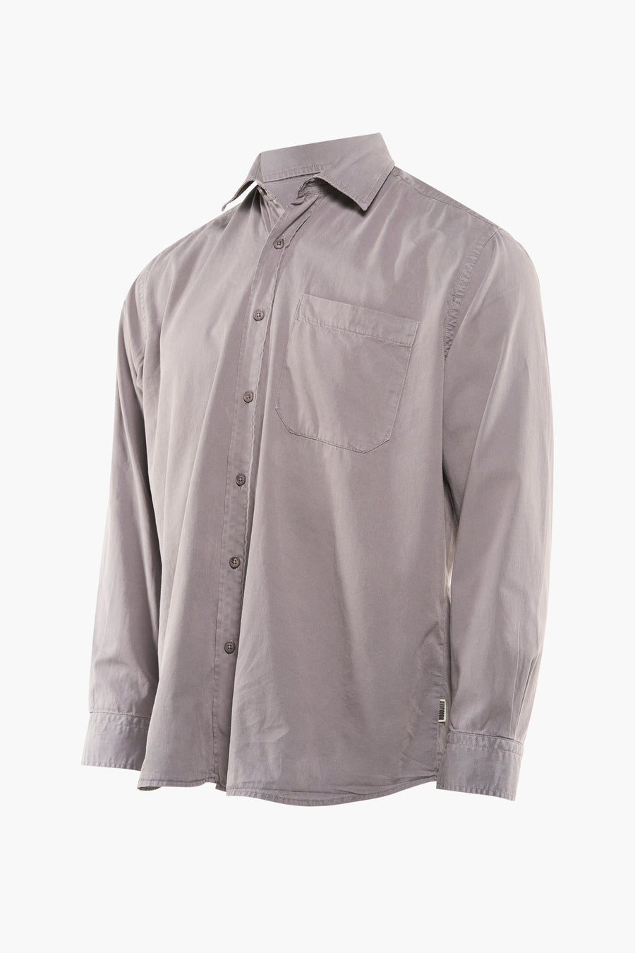 Chemise grise à manches longues de WOODBIRD, avec une poche poitr et et un boutonnière.