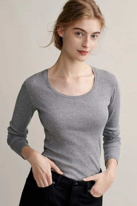 Top uni manche longue Gris - OPUS