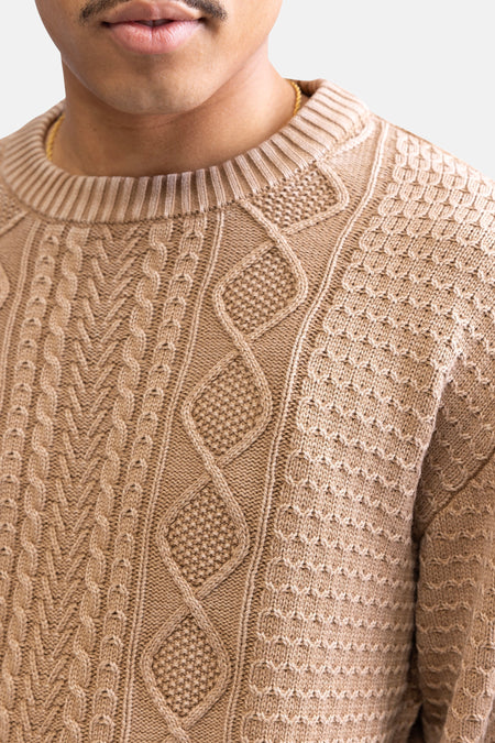 Pull à col rond - beige