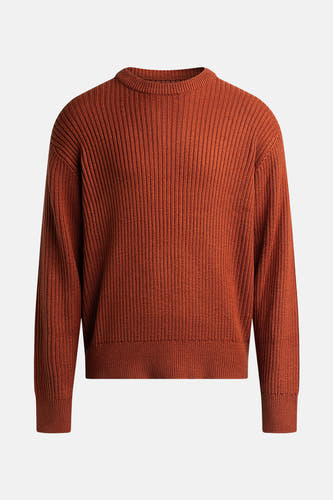 Maillot orange avec col rond de REDEFINED REBEL, doté de côtes verticales sur toute la surface.
