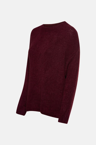Sweat-shirt bordeaux avec col rond de Terra di Siena, d'une texture douce et de longues manches.