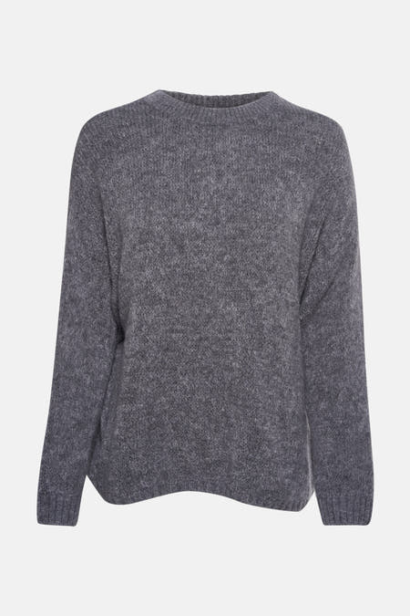 Sweat-shirt gris avec col rond de Terra di Siena, d'une texture douce et de longues manches, dos.