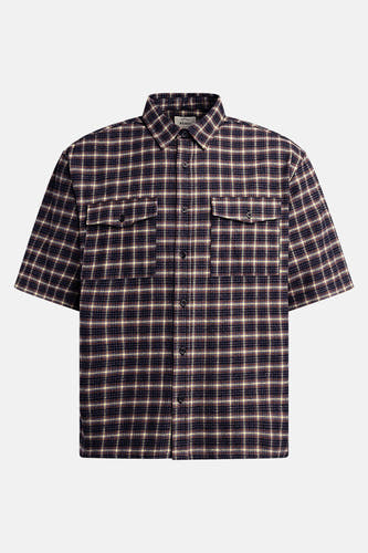 Chemise multicolore à manches courtes de REDEFINED REBEL, avec un motif à carreaux et une fermeture à boutons.