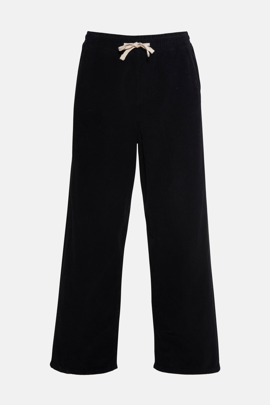 Pantalon de corduroy noir REDEFINED REBEL, avec une ceinture élastique.