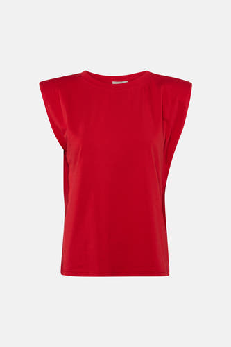 Rode korte mouwen t-shirt van Terra di Siena, ronde hals, strakke pasvorm, voorzijde weergave
