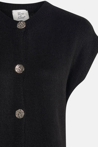 Cardigan noir de Terra di Siena avec des boutons argentés.