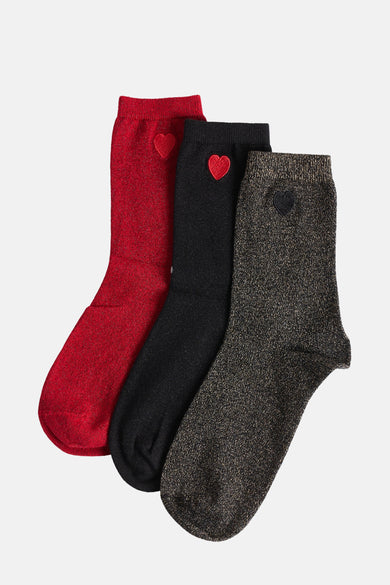 Chaussettes multicolores de Morgan De Toi, avec paillettes et un détail brodé en forme de cœur.