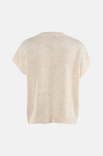 Gilet court sans manches beige de Terra di Siena, avec une texture finement tricotée et un col rond.