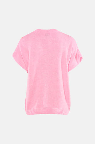 Gilet court rose sans manches de Terra di Siena, avec une texture tricotée.