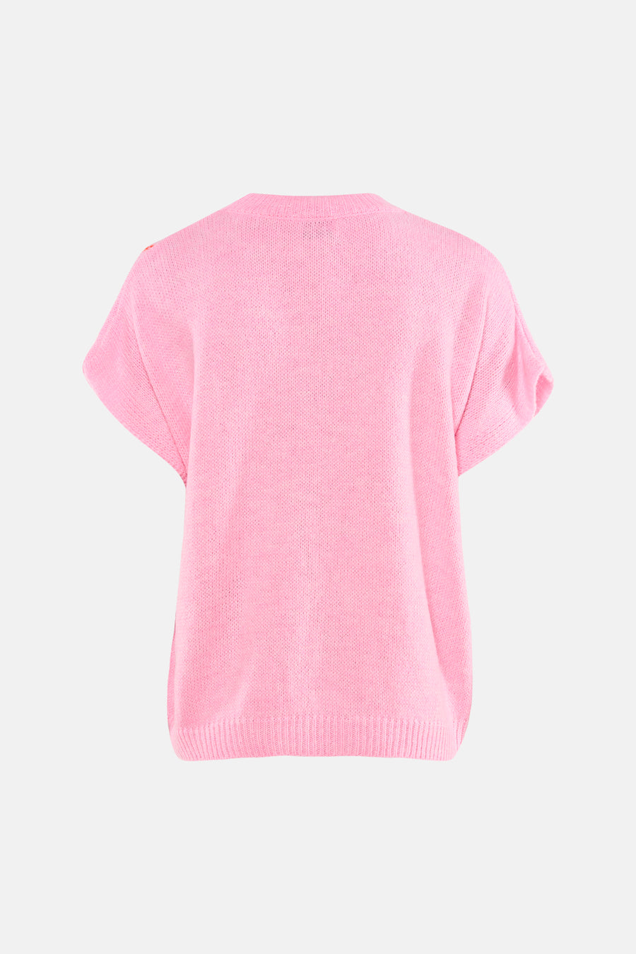 Gilet court rose sans manches de Terra di Siena, avec une texture tricotée.