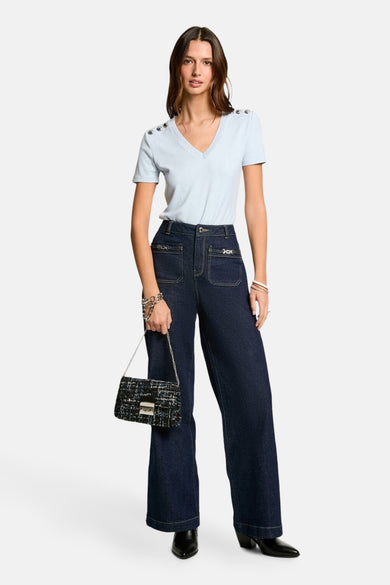 Pull à col en V - Bleu clair