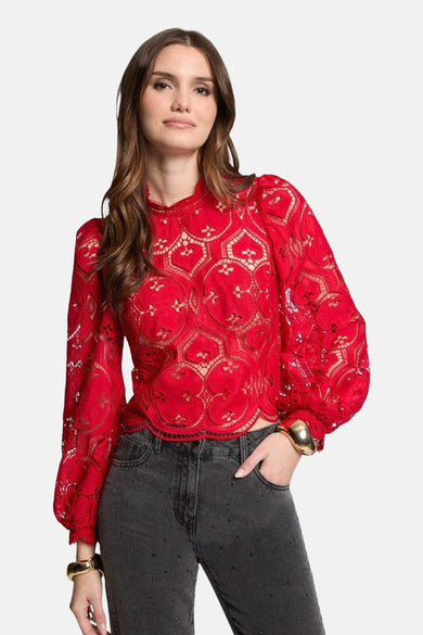 Blouse à manches longues - rouge