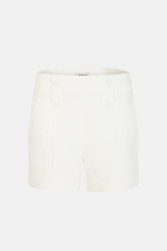 Witte korte broek van Morgan De Toi, voorzien van knopen en zakken, front view, gestructureerd materiaal
